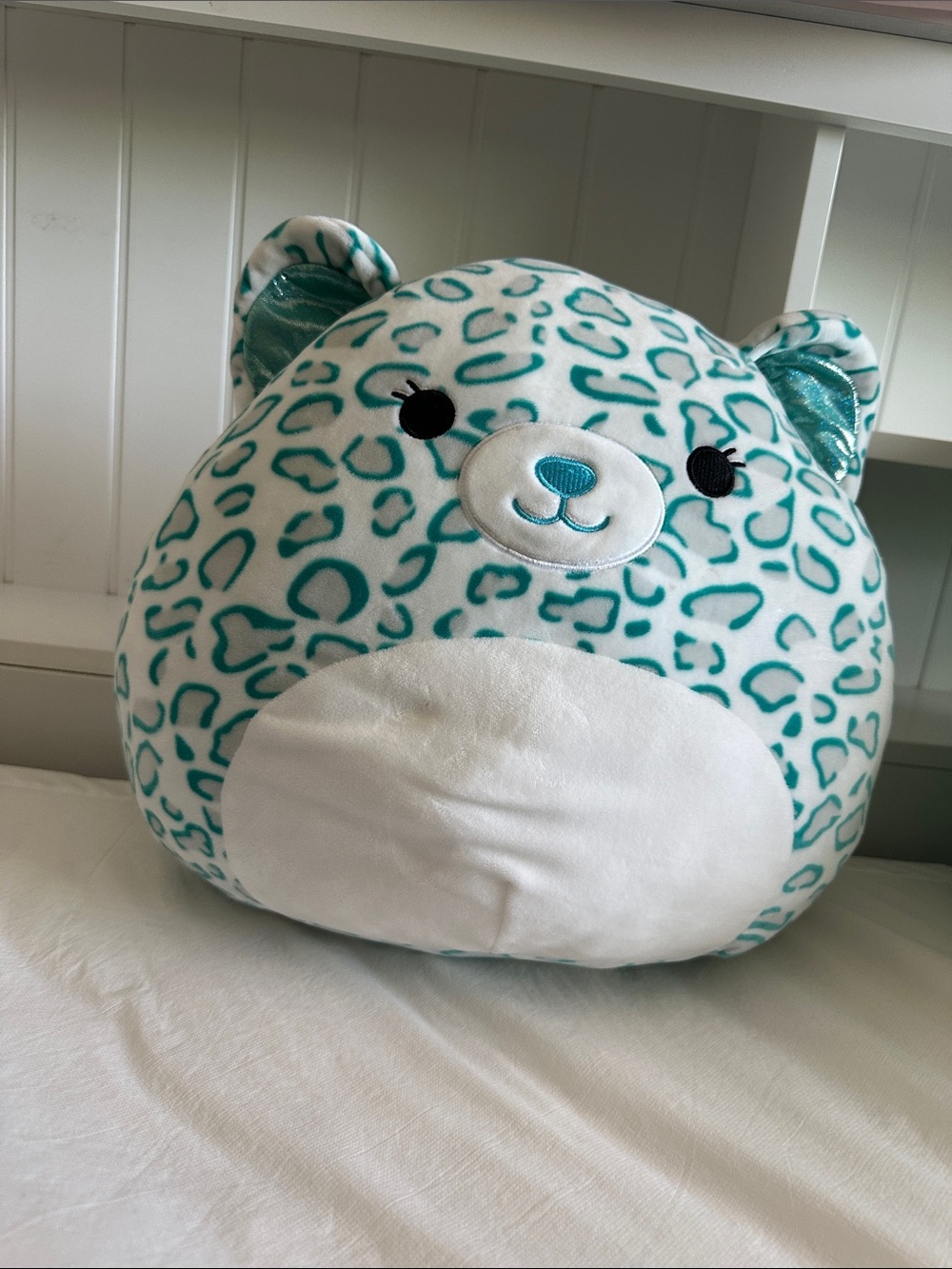 Squishmallows Teal White Leopard Print Bear Plush